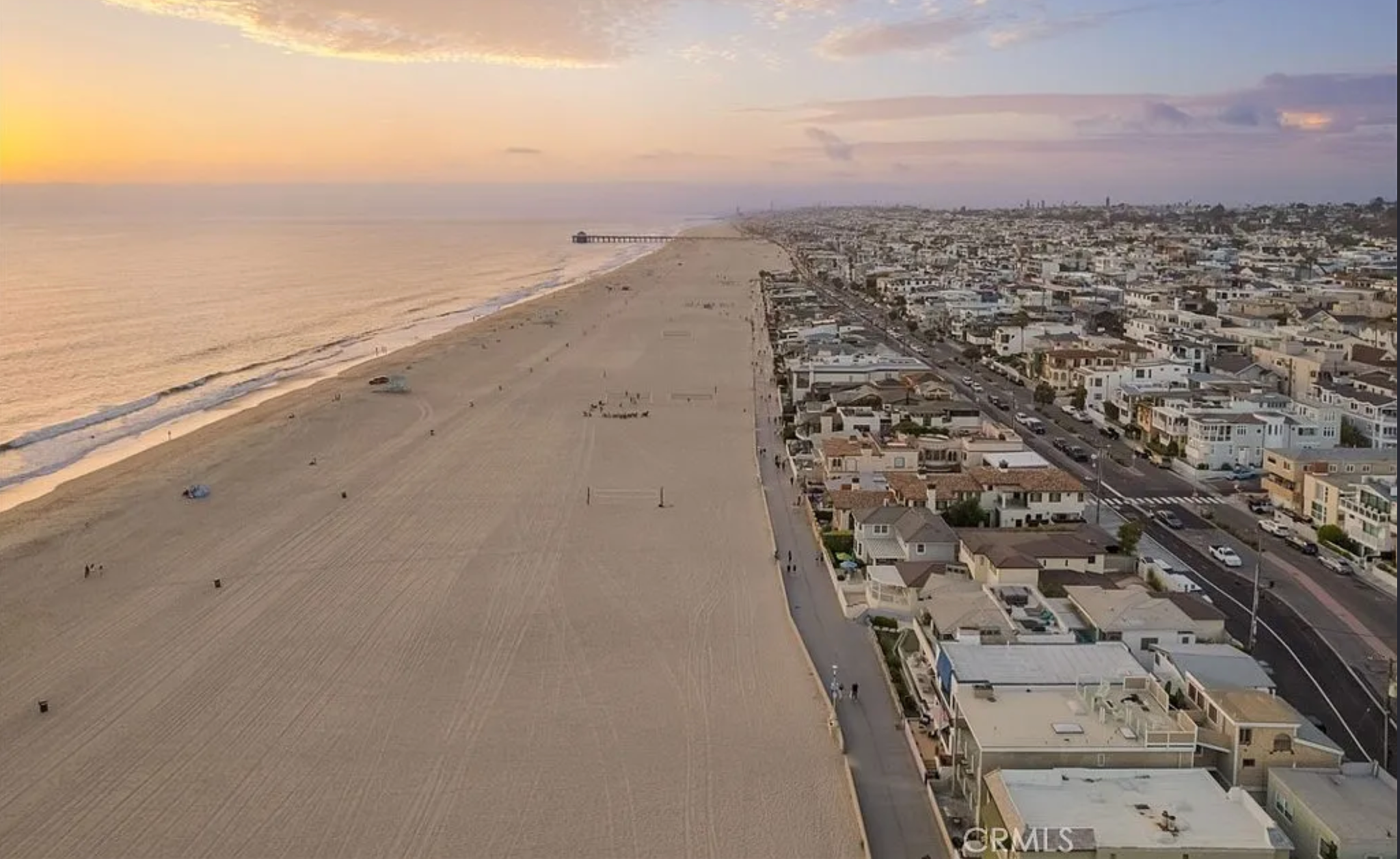 Hermosa Beach coastline aerial